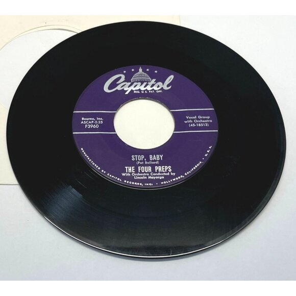 The Four Preps Big Man / Stop Baby 45 Vinyl 50s Folk Pop Capitol F3960 - Picture 6 of 6